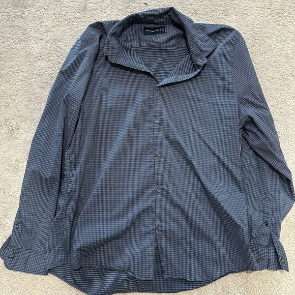 Abercrombie Men’s Long-Sleeve Performance Button-Up Shirt XXL Tall Blue Pattern - Picture 1 of 4
